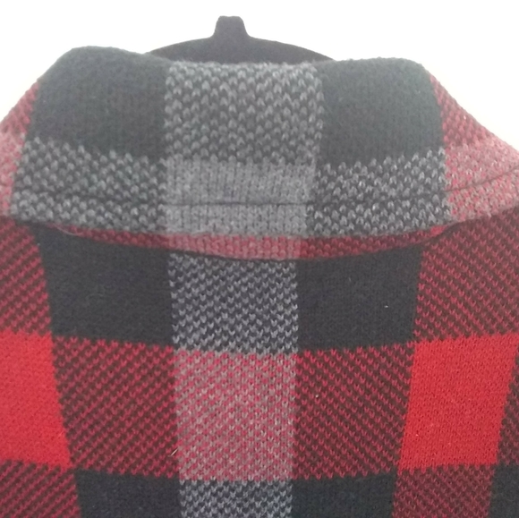 CHAPS Ralph Lauren Buffalo Check Plaid Red Black Asymmetrical Full Zip Vest Sz M - Picture 9 of 13